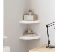 Corner Shelves Floating High Gloss White 25x25x3.8cm Honeycomb MDF Metal 2pcs UK