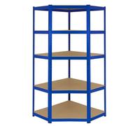 Corner Shelves Garage Racking / 90cm x 45cm x 180cm Racking Storage Unit / 5 Shelves MDF & Steel / 1325kg capacity / 265kg per shelf Blue