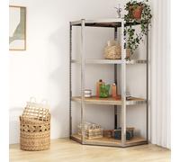 Corner Shelving Unit Silver Galvanised Steel & Engineered Wood 75x75x160cm 320kg