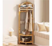 Corner Shoe Storage Rack & Freestanding Coat Hanger Wooden Entryway with Shelf Space Saving Corner Storage Solution for Hallway & Entryway