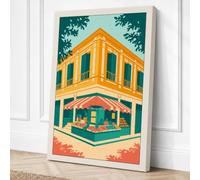 Corner Shop Modern Canvas Wall Art Print 30x20 Inch | Cream