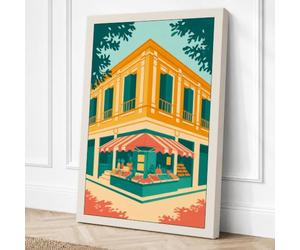 Corner Shop Modern Canvas Wall Art Print 30x20 Inch | Cream