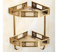 Corner Shower Caddy, Brass Soap Dish and Shampoo Holder, Antique Deck Mounted Bath Shelf, Carved Design Bathroom Storage Solution