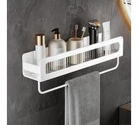 Corner Shower Caddy - Wall Mounted Bathroom Organizer Rack with Towel Shelf - Adhesive Floating Shelves for Kitchen Seasoning Bottles