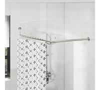 Corner Shower Curtain Pole, Diamond Shaped Shower Rail, Curved Shower Curtain Rod for Bathroom, Stainless Steel with 12 Ring Hooks & Ceiling Support [Both Sides: 55-88cm, Middle: 71-110cm] (Silver)