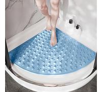 Corner Shower Mat 54x54cm,Triangle Shower Mat Non Slip Anti Mould,PVC Material Anti Slip Bath Mat With Strong Suction Cups And Drainage Holes,Shower Mats For Inside Shower,Machine Washable(Blue)