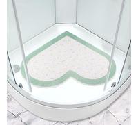 Corner Shower Mat 60 x 60 cm Non Slip Anti Mould Sector Loofah Bath Mat for Inside Shower Curved Quadrant Bath Mat for Bathroom Wet Area with Drain Soft Texture Massage Floor Mat Bathroom Rug Washable