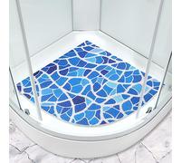 Corner Shower Mat 60 x 60 cm Non Slip Anti Mould Sector Loofah Bath Mat for Inside Shower Curved Quadrant Bath Mat for Bathroom Wet Area with Drain Soft Texture Massage Floor Mat Bathroom Rug Washable