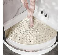 Corner Shower Mat 80x80cm,Triangle Shower Mat Non Slip Anti Mould,PVC Material Anti Slip Bath Mat With Strong Suction Cups And Drainage Holes,Shower Mats For Inside Shower,Machine Washable(Beige)