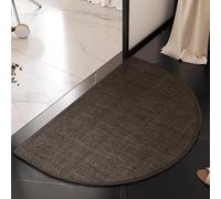 Corner Shower Mat Curved Bath Mat with Non-Slip Rubber Backing, High-Density Imitation Linen Weave for Bathroom Floor Rug for Tub & Shower Area(Brown,C 50x80cm)
