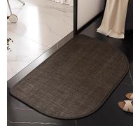 Corner Shower Mat Curved Bath Mat with Non-Slip Rubber Backing, High-Density Imitation Linen Weave for Bathroom Floor Rug for Tub & Shower Area(Brown,A 50x80cm)