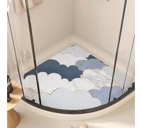 Corner Shower Mat,Curved Bath Mats for Inside Shower,Loofah Sector Bath Mat Non Slip Bathroom Floor Mat Anti Mould Shower Mat for Wet Area (Navy,75x75cm)