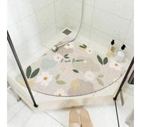 Corner Shower Mat,Curved Bath Mats for Inside Shower,Loofah Sector Bath Mat Non Slip Bathroom Floor Mat Anti Mould Shower Mat for Wet Area (Beige,70x70cm)
