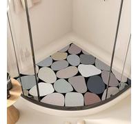 Corner Shower Mat,Curved Bath Mats for Inside Shower,Loofah Sector Bath Mat Non Slip Bathroom Floor Mat Anti Mould Shower Mat for Wet Area (Black,70x70cm)