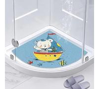 Corner Shower Mat,Curved Bath Mats for Inside Shower,Loofah Sector Bath Mat Non Slip Bathroom Floor Mat Anti Mould Shower Mat for Wet Area (Blue,70x70cm)