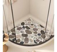 Corner Shower Mat,Curved Bath Mats for Inside Shower,Loofah Sector Bath Mat Non Slip Bathroom Floor Mat Anti Mould Shower Mat for Wet Area (Brown,45x45cm)