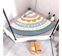 Corner Shower Mat,Curved Bath Mats for Inside Shower,Loofah Sector Bath Mat Non Slip Bathroom Floor Mat Anti Mould Shower Mat for Wet Area (Khaki,55x55cm)