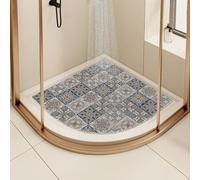Corner Shower Mat for Inside Shower, Non-Slip Anti Mould Sector Loofah Bath Mat, Curved Quadrant for Bathroom Wet Area With Drain (Navy, 90x90cm)