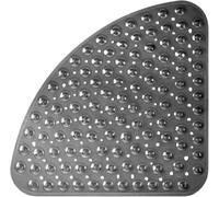 Corner Shower Mat Non Slip Anti Mould, 54x54cm Curved Shower Mats for Inside Shower, Anti-Slip Bath Mat with Suction Cup, Drain Holes, Machine Washable, Ideal for the Elderly and Children (Black)