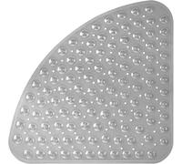 Corner Shower Mat Non Slip Anti Mould, 54x54cm Curved Shower Mats for Inside Shower, Anti-Slip Bath Mat with Suction Cup, Drain Holes, Machine Washable, Ideal for the Elderly and Children (Grey)