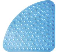 Corner Shower Mat Non Slip Anti Mould, 54x54cm Curved Shower Mats for Inside Shower, Anti-Slip Bath Mat with Suction Cup, Drain Holes, Machine Washable, Ideal for the Elderly and Children (Blue)