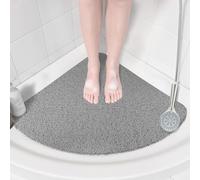 Corner Shower Mat Non Slip: Anti Mould Bath Mat - 60 x 60 cm Loofah Shower Mats for Inside Shower- Anti Slip Bath Mat for Inside Bath Grey Quadrant Shower Mat for Elderly Sector Quick Drying