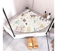 Corner Shower Mat, Soft Loofah Anti Mould PVC Bath Mat for Bathroom Wet Shower Areas, 65x65cm Shower Stall Mat, Non Slip Floor Carpet, Quick Dry