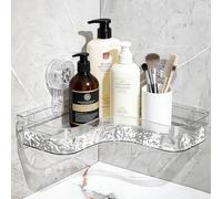Corner Shower Shelf with Suction Cup, No Drill Wall Caddy with 2 Shampoo Comb, Strong Adsorption Easy Mount, Bathroom Storage Shelf for Conditioner, Shampoo, Razors, Soap, Toothbrush (Clear Triangle)
