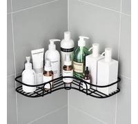 Corner Shower Shelf Without Drilling, Bathroom Shelf, Stainless Steel Shower Soap Holder For Bathroom,8 Adhesive Stickers, Black