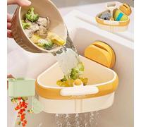 Corner Sink Strainer Basket,2025 Upgraded Suction Cup Sink Corner Rack,Triangle Storage Rack with Drain Hole,Sinks Trash Food Waste Catcher,Press Automatic Dumping Sinks Drainer Basket for Kitchen