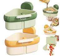 Corner Sink Strainer Basket,2025 Upgraded Suction Cup Sink Corner Rack,Triangle Storage Rack with Drain Hole,Sinks Trash Food Waste Catcher,Press Automatic Dumping Sinks Drainer Basket for Kitchen