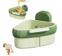 Corner Sink Strainer with Drain Holes, Suction Cup Sink Corner Rack, Food Waste Catcher, Press Auto Dump Kitchen Drainer Basket, Faucet Sponge Storage Rack, for Kitchen Green*1