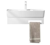 Corner Sink with Towel Holder, Wall Mounted Bathroom Vanity, Space Saving Floating Design for Small Bathrooms, 48 cm (18.9 inches)