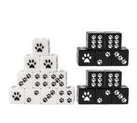 Corner Six Sided Dices Bulk, Pack of 20 Cartoon Pattern 16mm Cube with Small Paws Dots for Adult Kids Use Six Sided Set
