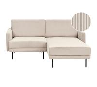 Beliani Corner Sofa 2 Seater BREDA Corduroy Beige Left Hand, Cream
