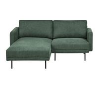Beliani Right Hand 2 Seater Fabric Corner Sofa Dark Green Breda, Green