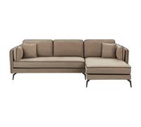 Corner Sofa 3 Seater ALTAN Fabric Light Brown Left Hand