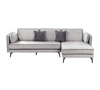 Corner Sofa ALTAN Velvet Light Grey 3 Seater Left Hand