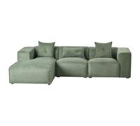 Corner Sofa 3 Seater DOLVA Chenille Dark Green Right Hand