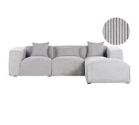 Corner Sofa 3 Seater DOLVA Corduroy Light Grey Left Hand