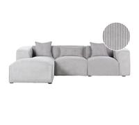 Corner Sofa 3 Seater DOLVA Corduroy Light Grey Right Hand