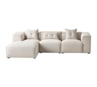 Beliani Corner Sofa 3 Seater DOLVA Fabric Light Beige Right Hand