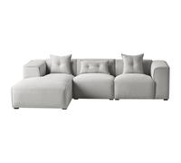 Corner Sofa 3 Seater DOLVA Fabric Light Grey Right Hand