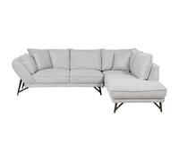 Corner Sofa 3 Seater ELGA Linen Light Grey Left Hand