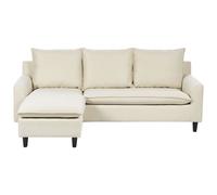 Corner Sofa 3 Seater ELVENES Fabric Light Beige Right Hand