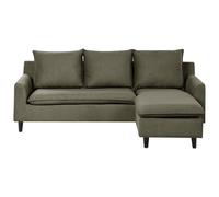 Corner Sofa 3 Seater ELVENES Velvet Dark Green Left Hand