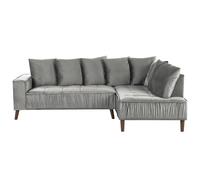Beliani Left Hand Velvet Corner Sofa Grey Grena, Grey