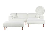 Beliani Corner Sofa 3 Seater Holt Boucle White With Ottoman Left Hand