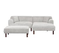 Beliani Left Hand Fabric Corner Sofa With Ottoman Light Grey Holt, Grey