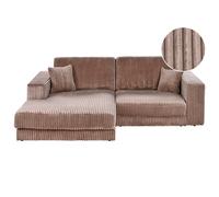 Corner Sofa 3 Seater LOFOTEN Corduroy Light Brown Right Hand
